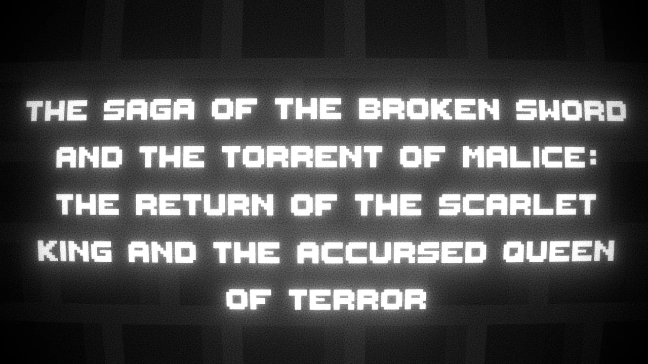 The game's full fantasy title in white pixel lettering over a monochrome, curved CRT-style screen.